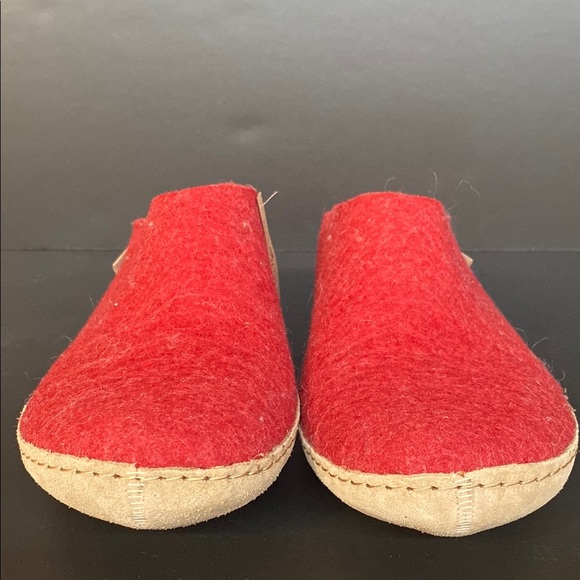 Glerups Natural Felted Wool Slip On Leather Sole Slippers Red Size 42 US W11 M9 - Picture 11 of 11